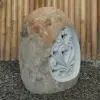 Product image 4 of the product “Riverstone Lantern with carved motiv on one side, Light can shine through. in the sizes from 35cm to 55cm, Natural finish ”